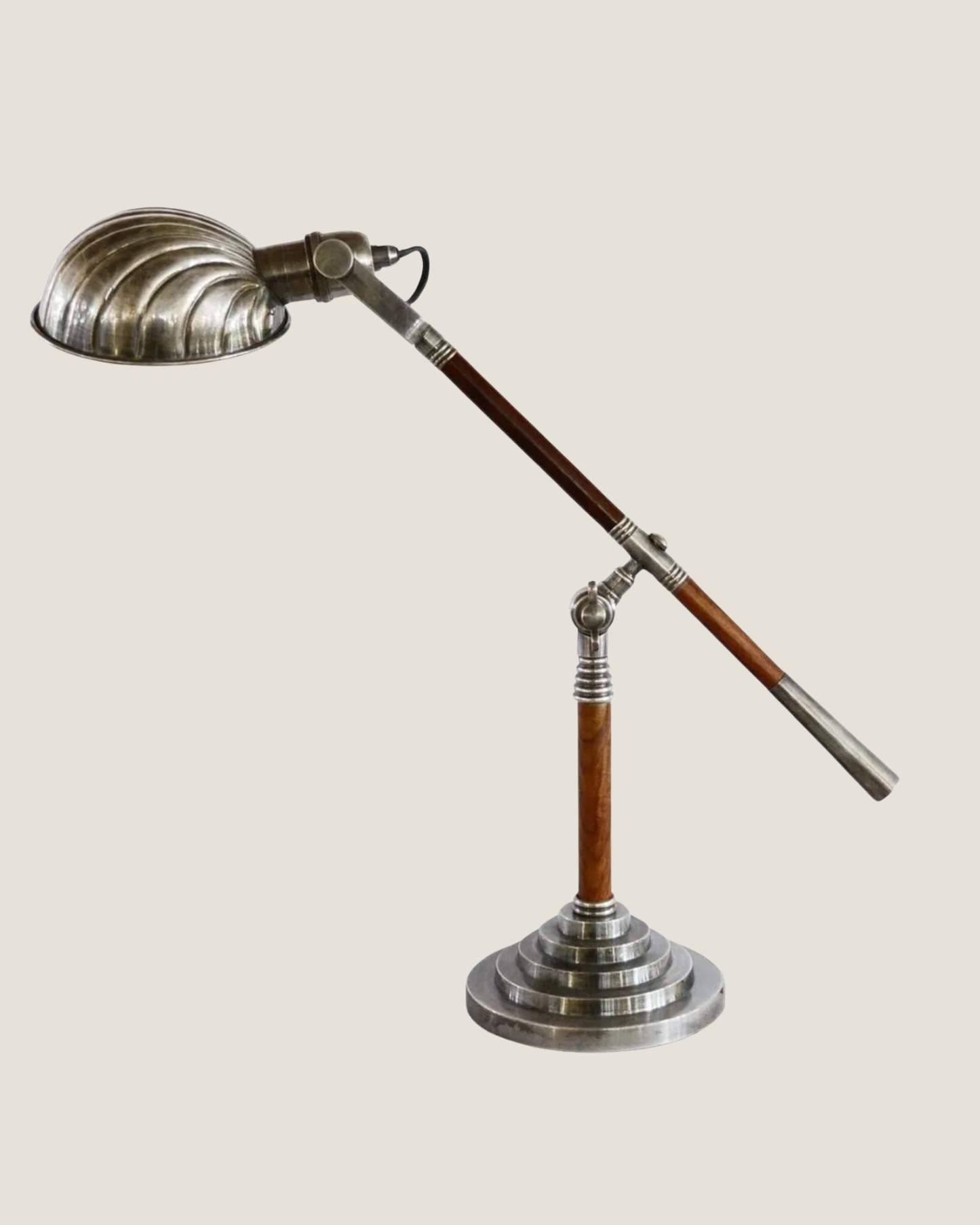 CLAM DESK LAMP - PEWTER ANTIQUED FINISHED &