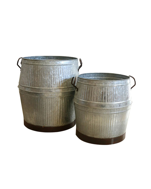 CLYDE PLANTER SET ANTIQUE GALVANISED FINISH