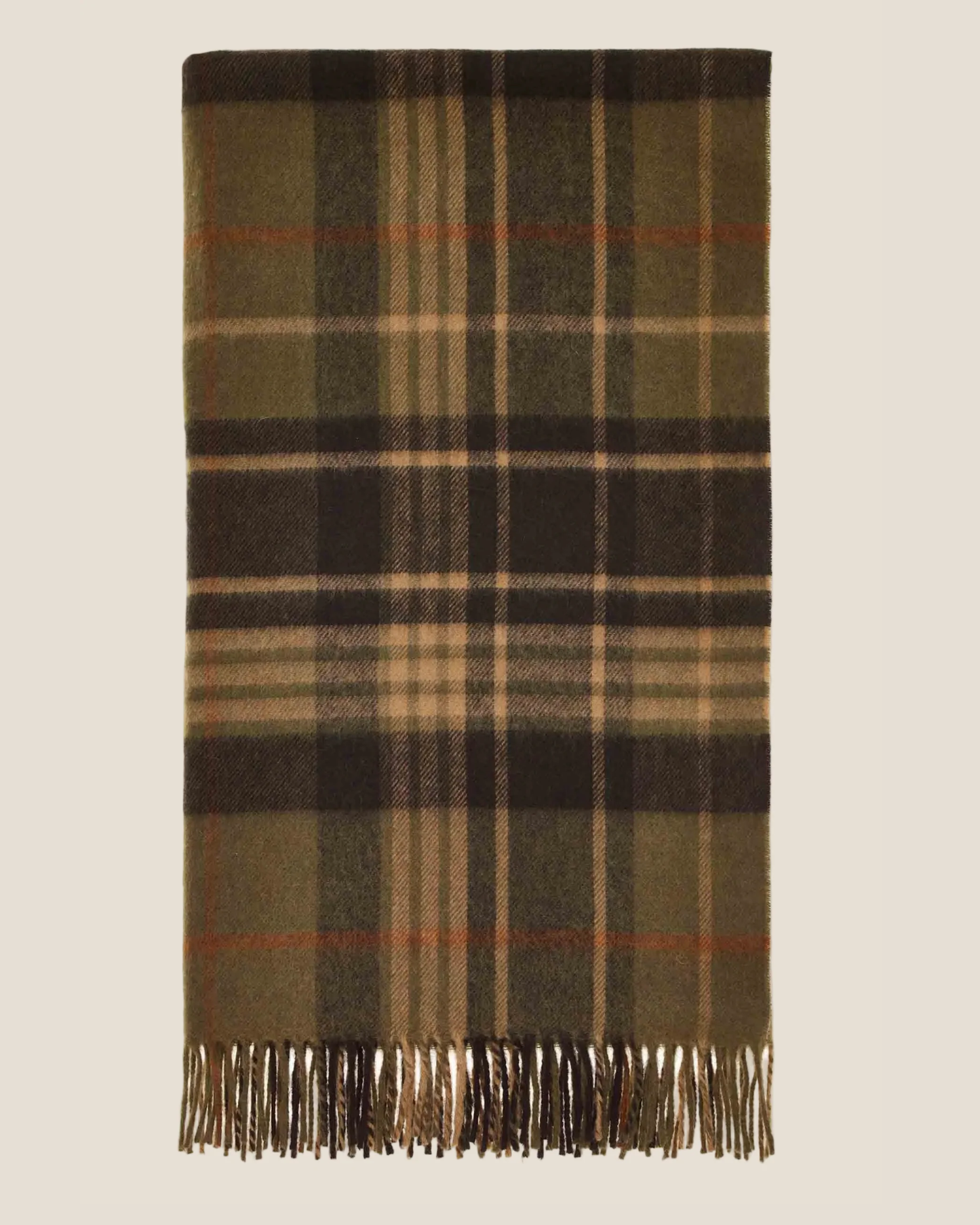 Estate Plaid 100% Merino Throw - Olive