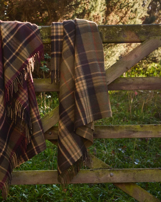 ESTATE PLAID 100% MERINO THROW - OLIVE