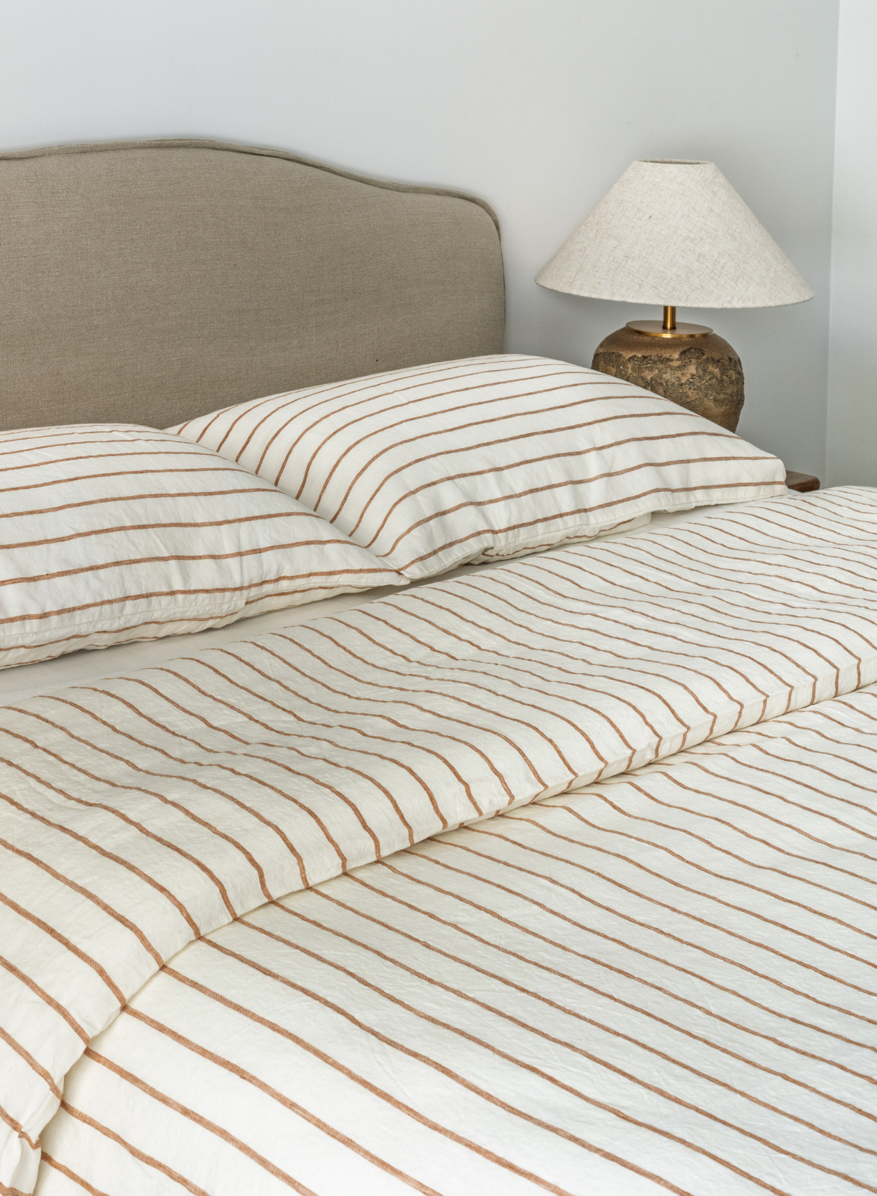 LE LIN - STANDARD PILLOW CASE SET - GINGER STRIPE