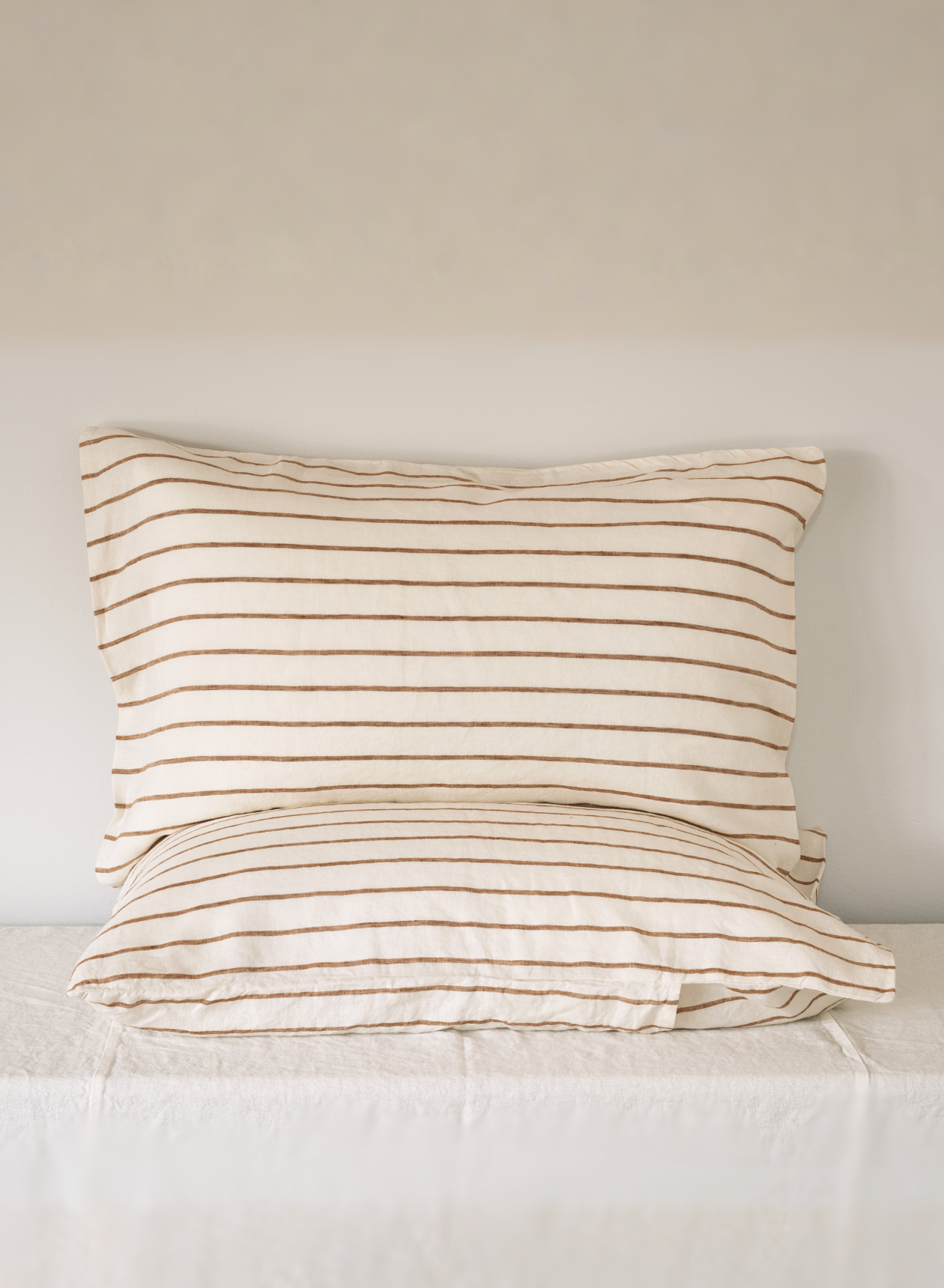 LE LIN - STANDARD PILLOW CASE SET - GINGER STRIPE