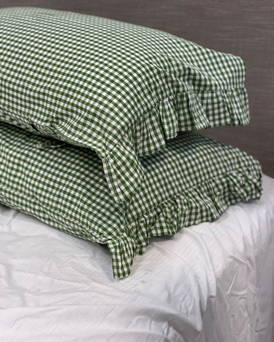 CHECK FRILL PILLOWCASE SET