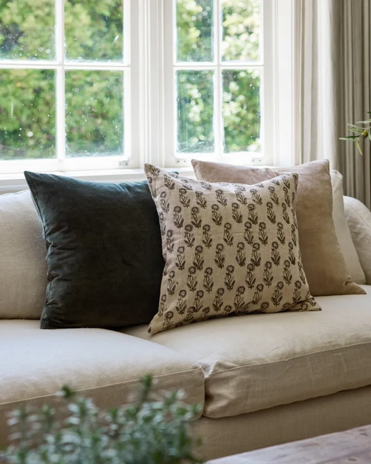 LILANA FLORAL HANDBLOCK CUSHION COVER