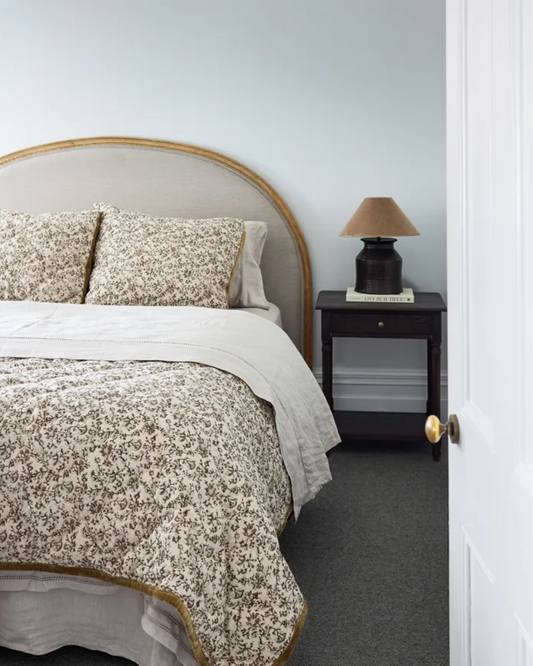 LILIBETH HANDBLOCK VELVET QUILT - OLIVE