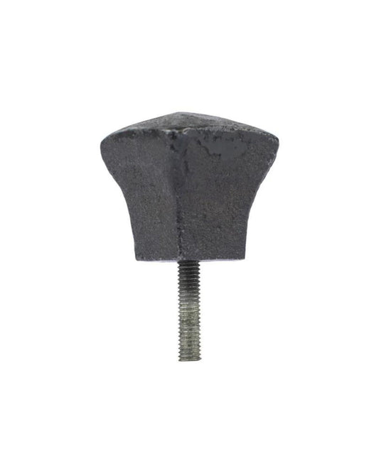 The LYRE DRAWER KNOB by Society Ink is a black, star-shaped knob made from forged materials and includes a protruding threaded screw underneath, set against a white background.