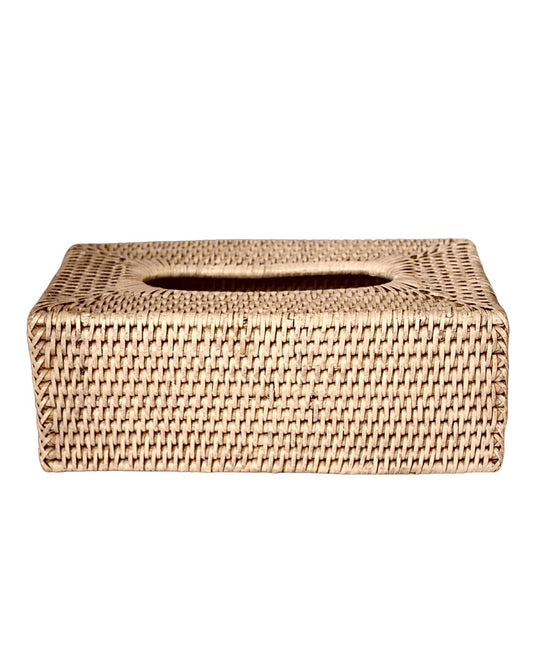 RECTANGLE RATTAN TISSUE BOX COVER - NATURAL
