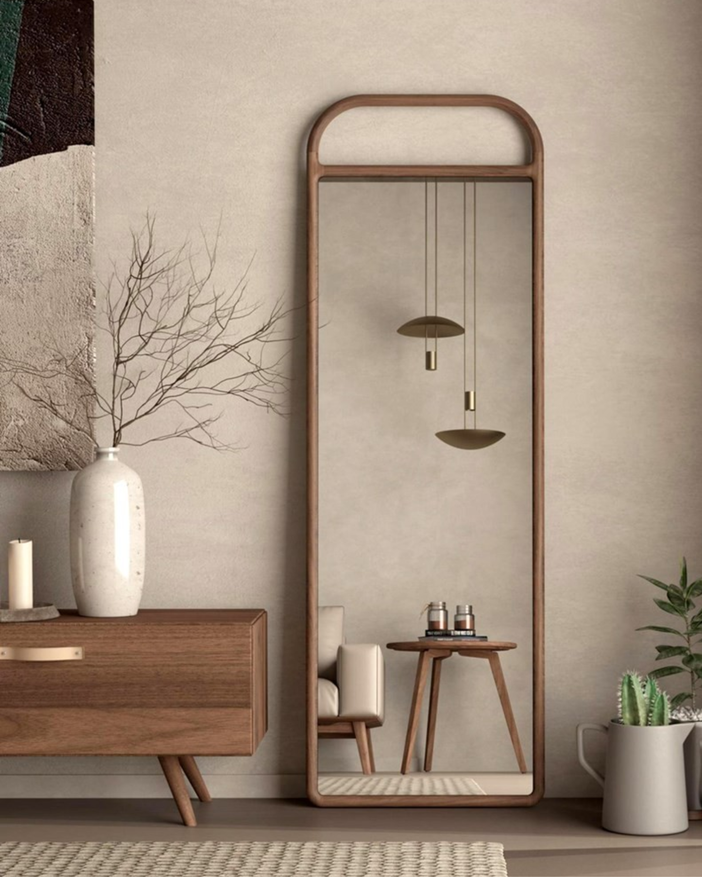 TERA LEANER MIRROR - WALNUT