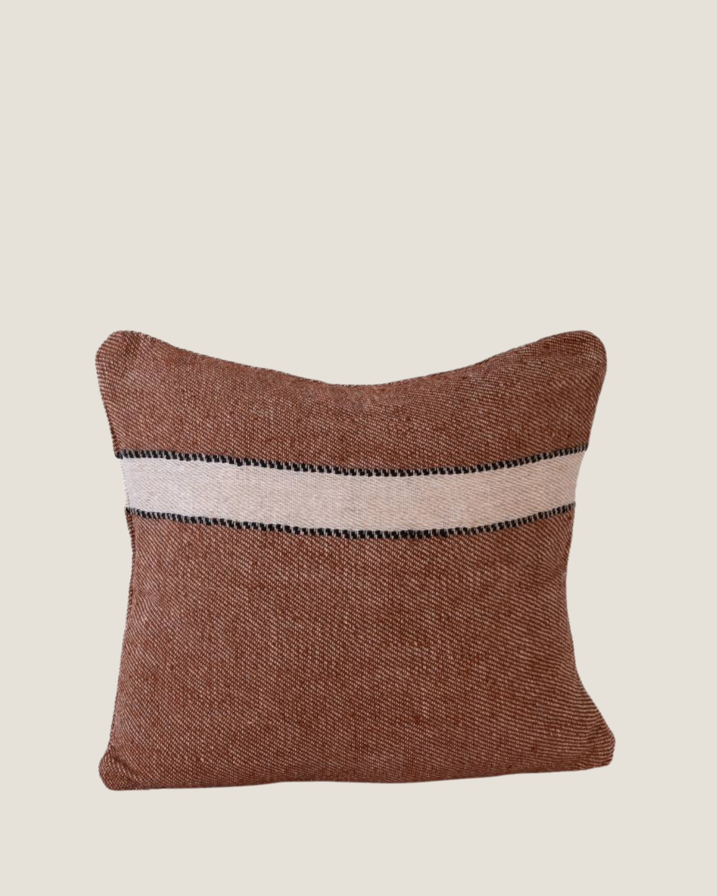 TRUMAN CUSHION - RUST W/ STRIPE 50 x 50