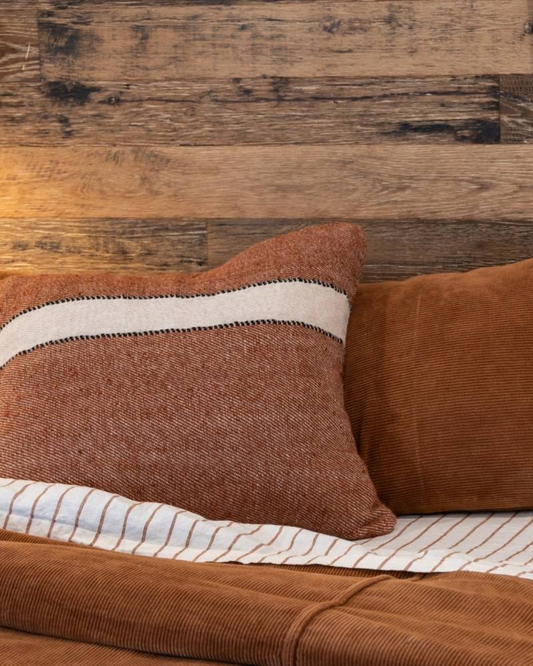TRUMAN CUSHION - RUST W/ STRIPE 50 x 50