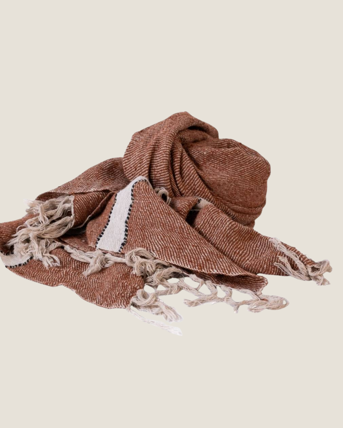 TRUMAN THROW - RUST W/ OFF WHITE AND BLACK STRIPE