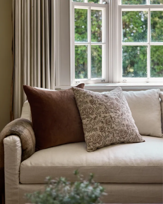 VELVET CUSHION COVER - BROWN