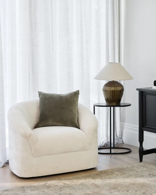 VELVET CUSHION COVER - LIGHT OLIVE