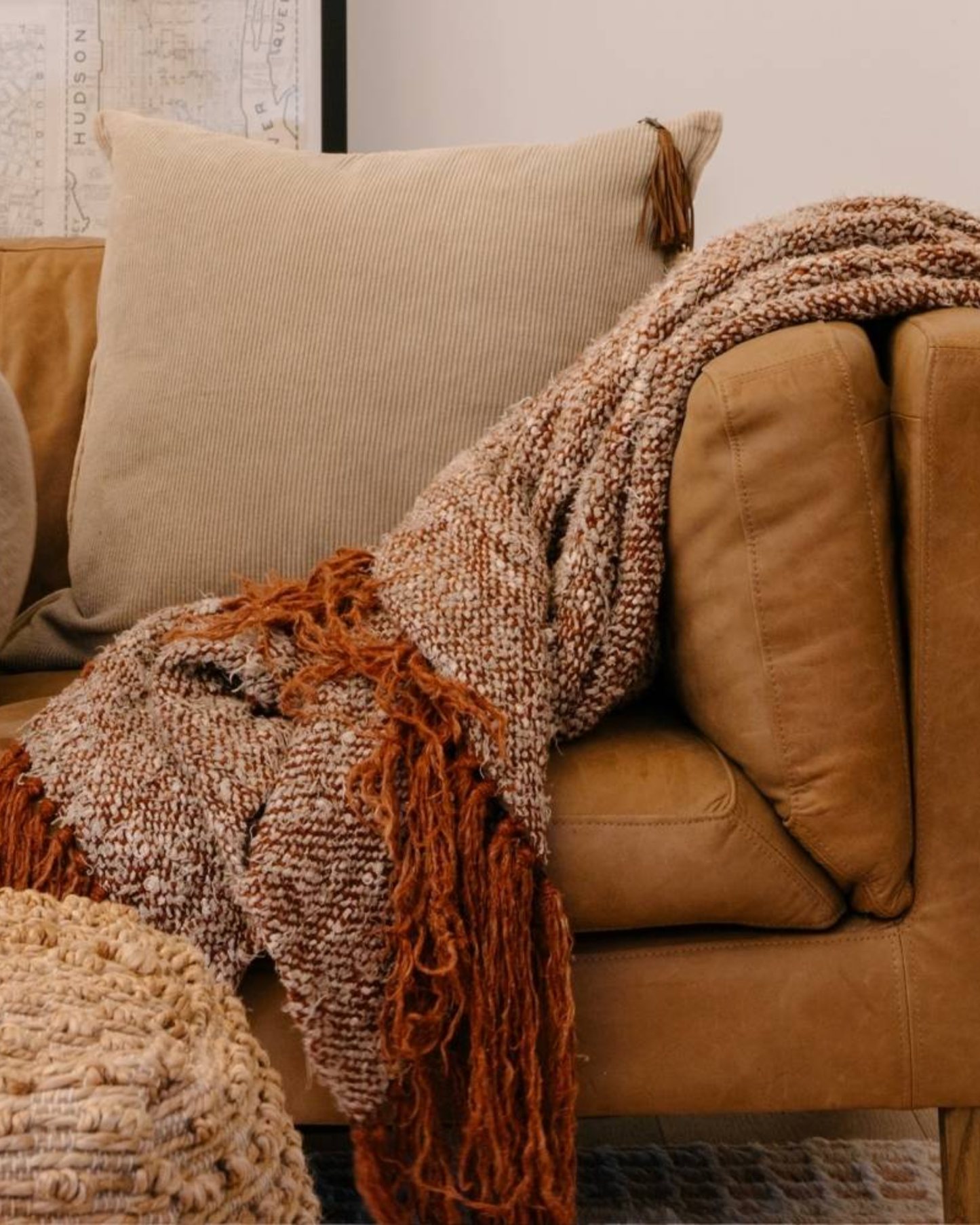 WABI THROW 100% RECYCLED LINEN - RUST