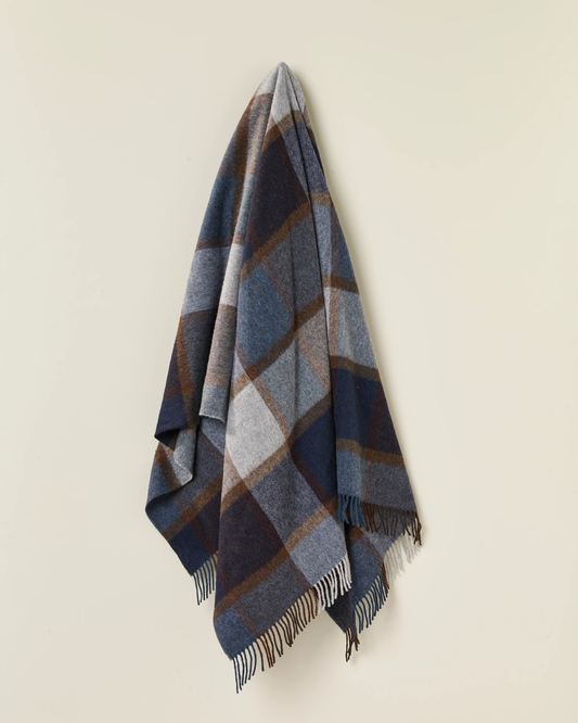 Windowpane Navy 100% Merino Throw