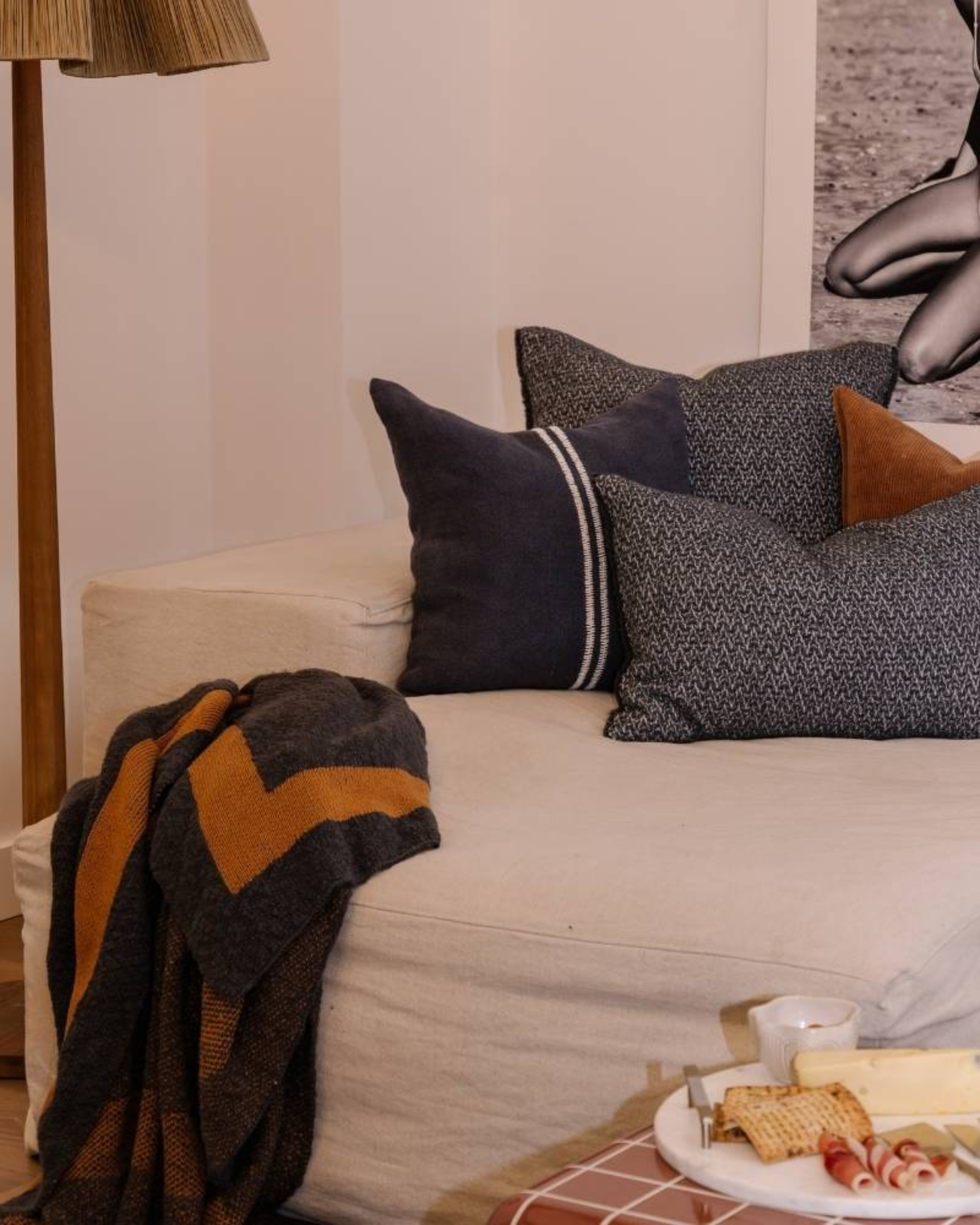 ZEN THROW - MIDNIGHT W/ MUSTARD BORDER