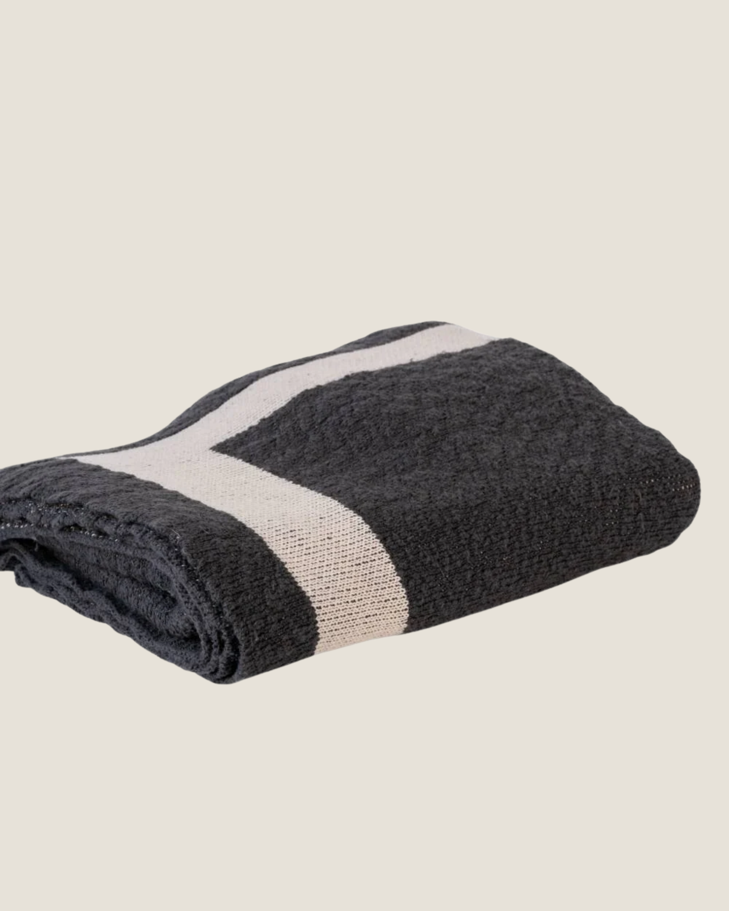 ZEN THROW - MIDNIGHT W/ OFF WHITE BORDER