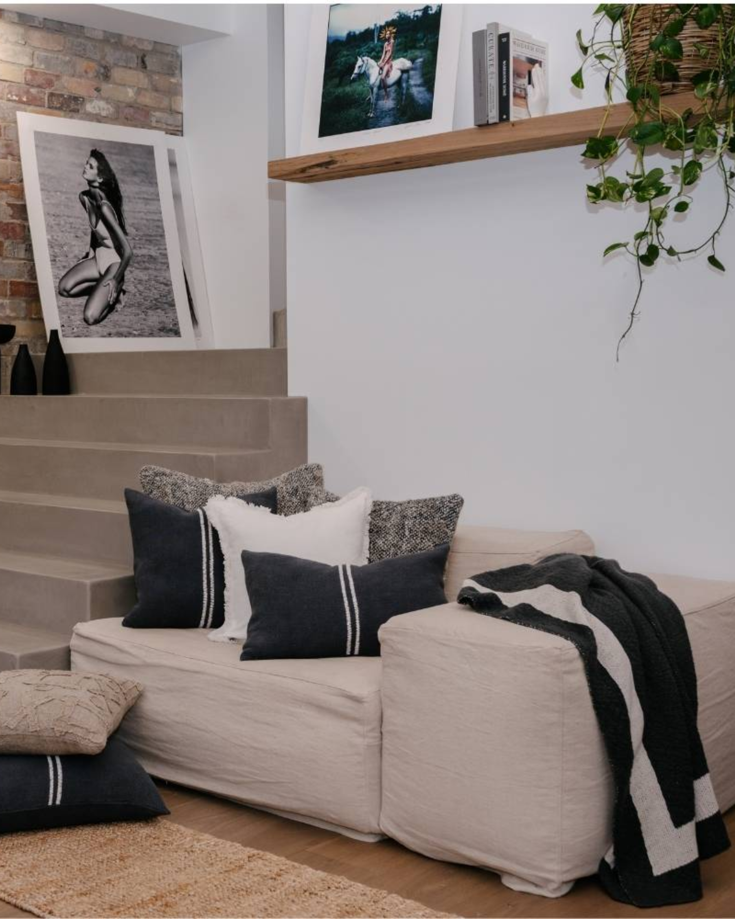 ZEN THROW - MIDNIGHT W/ OFF WHITE BORDER